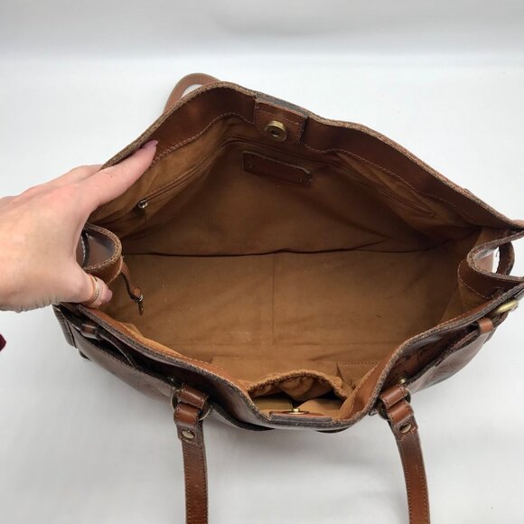 Patricia Nash Brown Leather Map Print Tote And Wallet - Picture 10 of 12